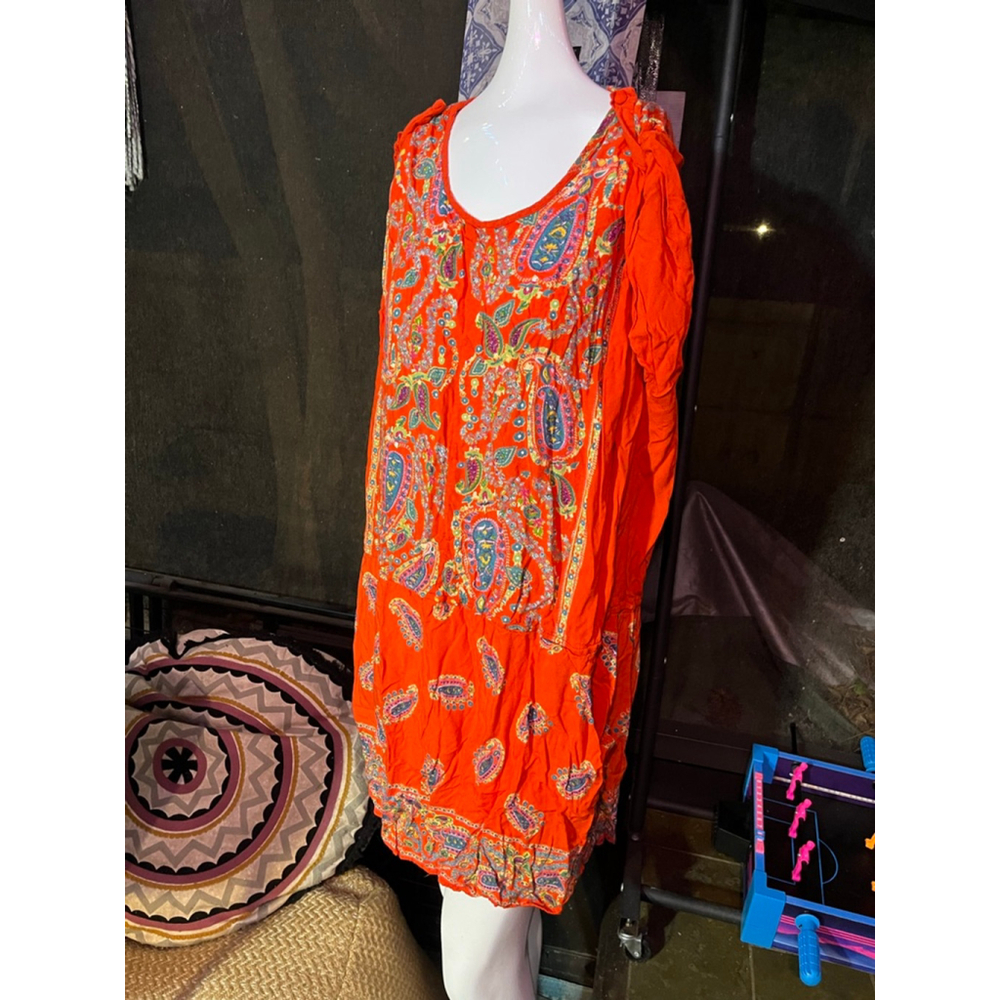 Women's Angie Orange Paisley Rayon Dress XXXL